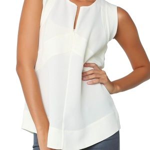 NWT Iro Paris White Front Zip Sleeveless Blouse